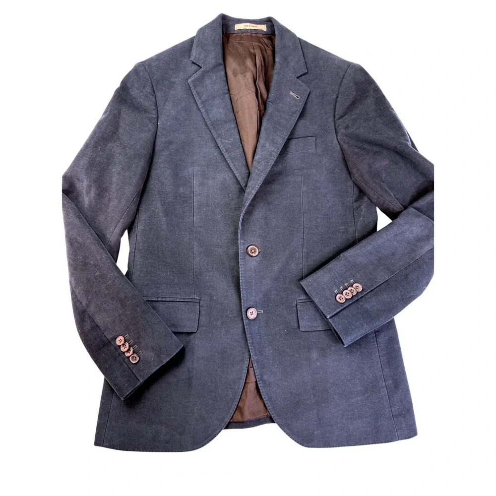 Club Monaco Grant Fit Mens 38 Cotton Blazer Sport Coat Dark Teal Blue Academia